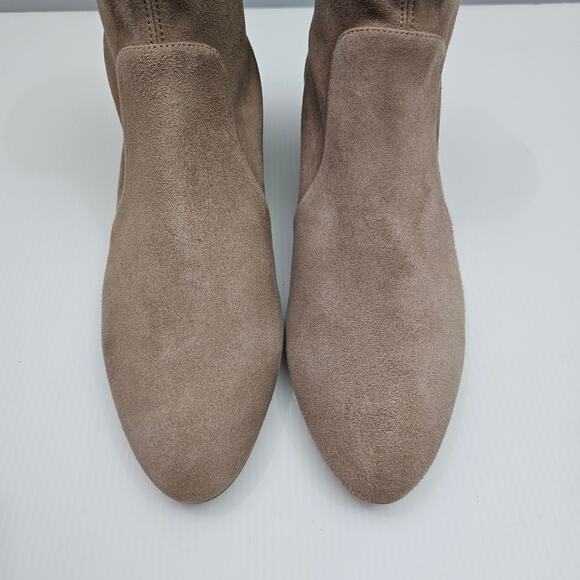 NEW Stuart Weitzman Grace Sock Ankle Bootie Womens 8.5 Cashmere Suede Block Heel - Picture 4 of 14